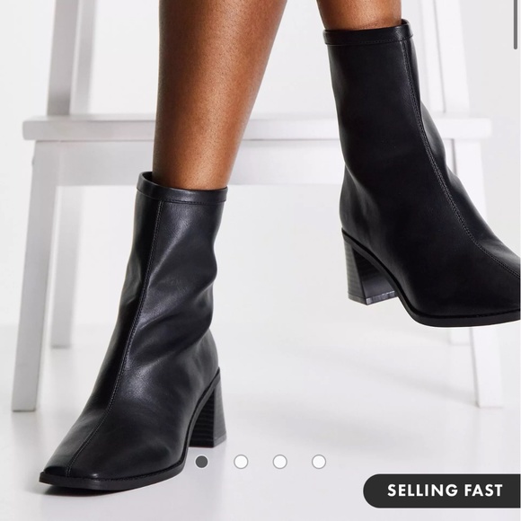 ASOS DESIGN Black Leather Zip Up Boots - Picture 2 of 3